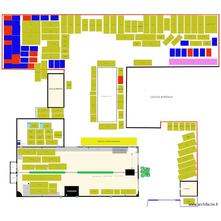 PLAN ATELIER PROD SURFACE P4 ETAT 1 ET 2 couleur. Plan de 0 pièce et 0 m2