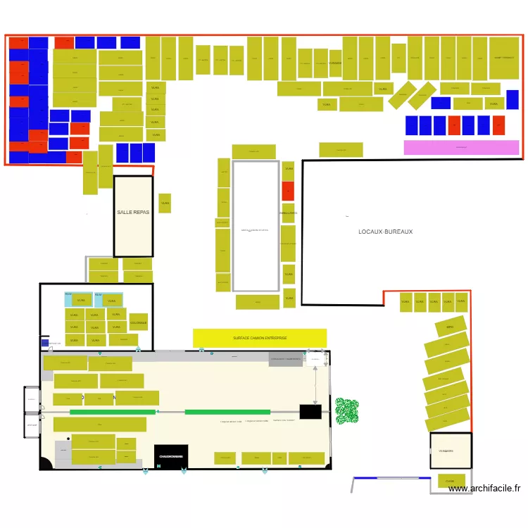 PLAN ATELIER PROD SURFACE P4 ETAT 1 ET 2 couleur. Plan de 