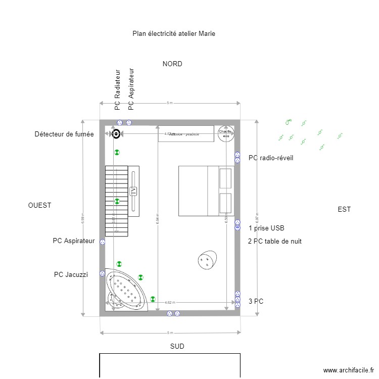 Plan électricité atelier 1er étage modif 1. Plan de 1 pièce et 30 m2