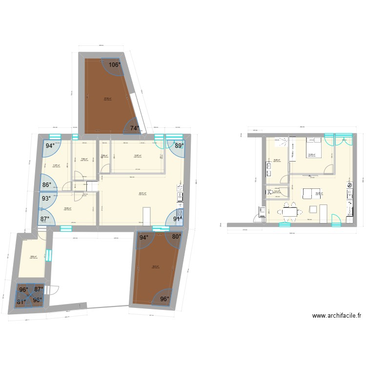 Atelier 2. Plan de 14 pièces et 219 m2