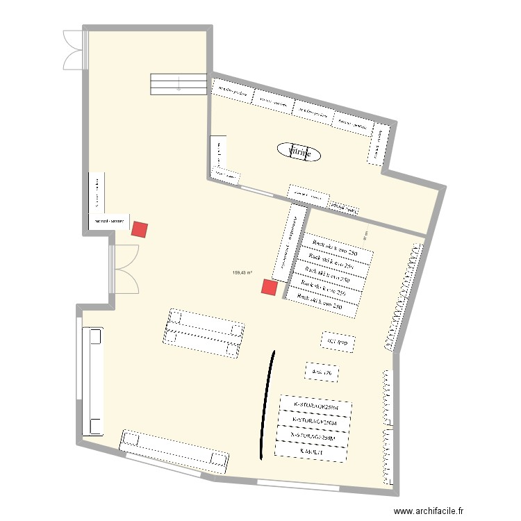 K2P V2. Plan de 1 pièce et 159 m2