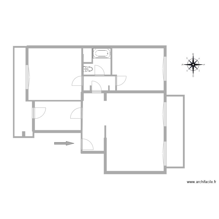 Plan Cornubert. Plan de 9 pièces et 84 m2