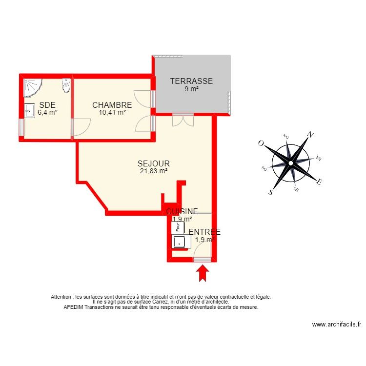 BI12610. Plan de 7 pièces et 52 m2