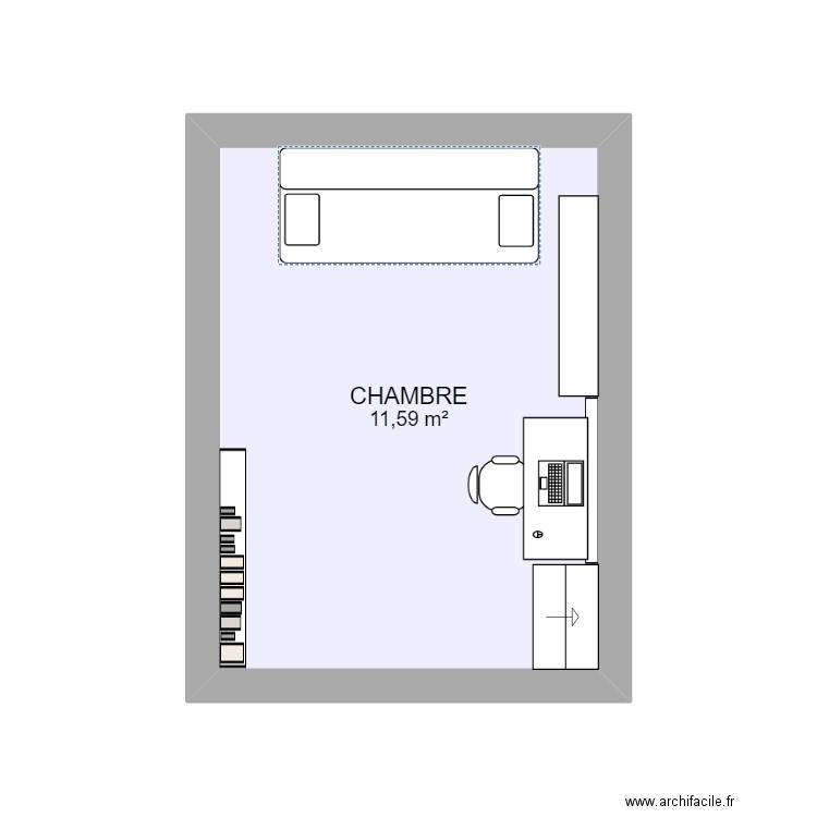 CHAMBRE. Plan de 1 pièce et 12 m2