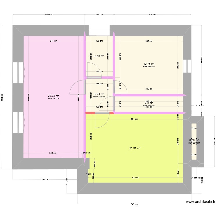 Etage A11. Plan de 7 pièces et 68 m2