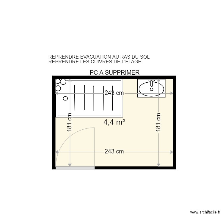 BARA CECILE . Plan de 1 pièce et 4 m2