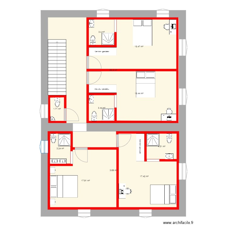 partie nuit situation 4. Plan de 0 pièce et 0 m2