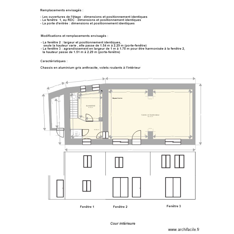 FACADE SUD. Plan de 13 pièces et 218 m2