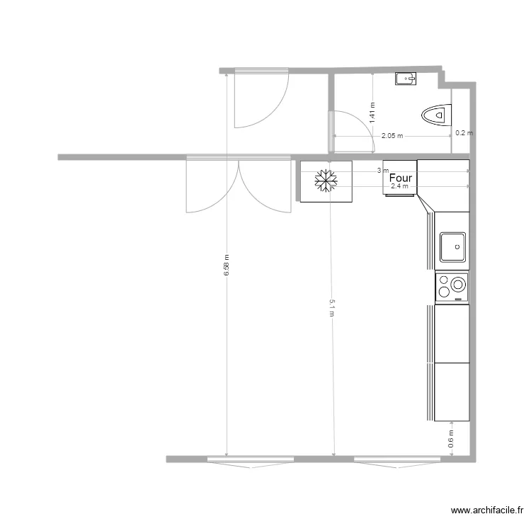 Cuisine toilette visiteur 4. Plan de 