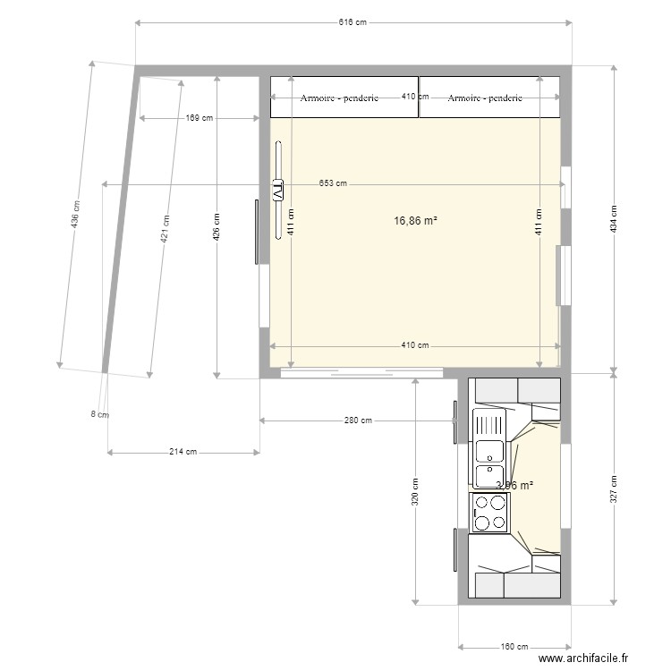 extension chambre cuisine test. Plan de 0 pièce et 0 m2