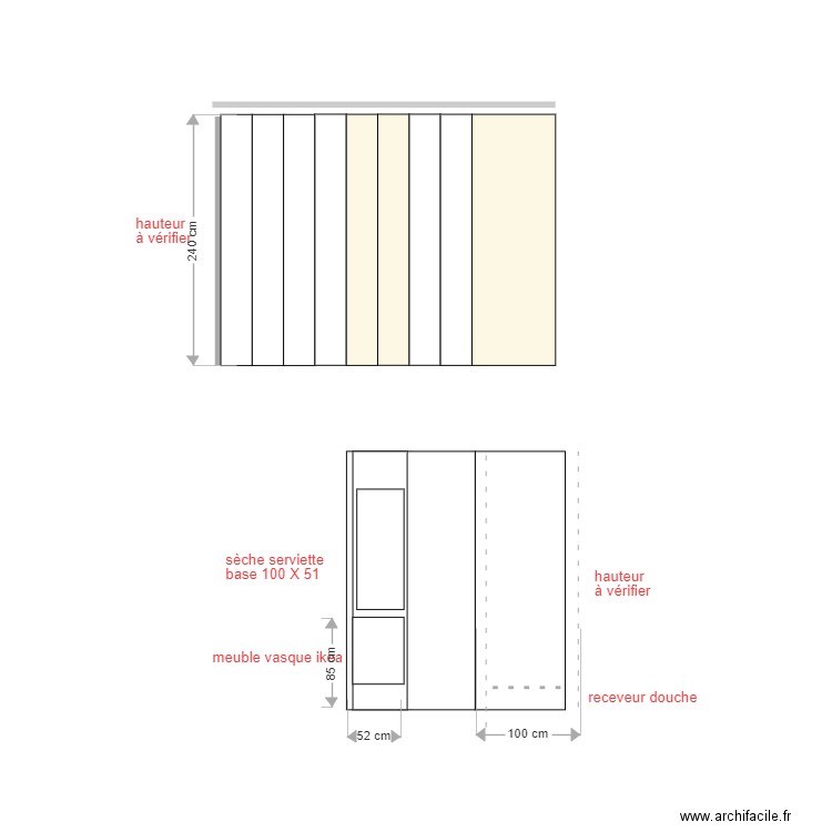 sdb 1 coupe. Plan de 0 pièce et 0 m2