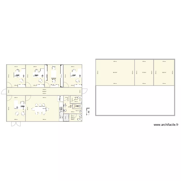 Bureau 100m2. Plan de 