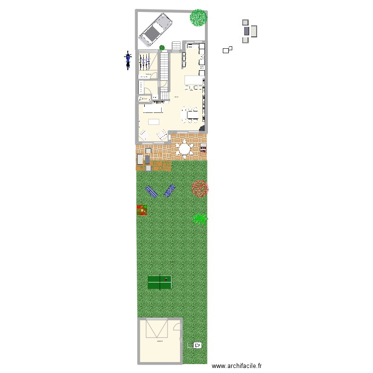 Epinette 7 agrandissement salon et cuisine. Plan de 4 pièces et 91 m2