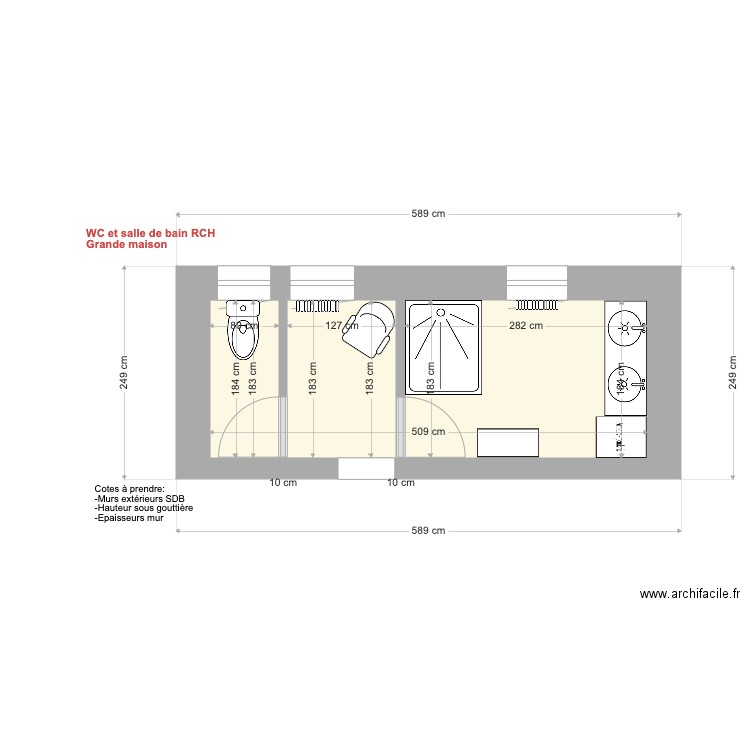 Bloc salle de bain étude 2. Plan de 0 pièce et 0 m2