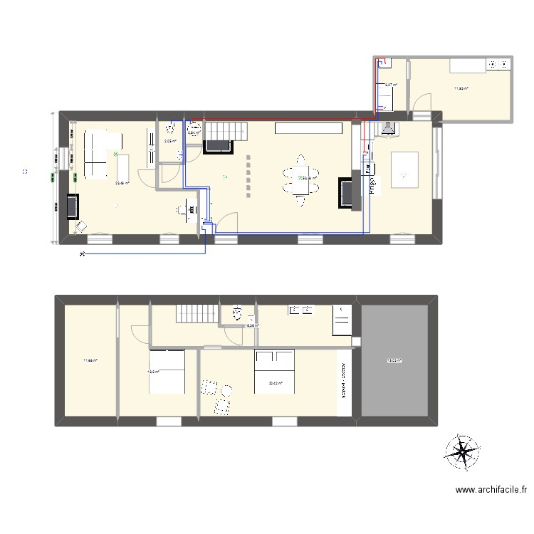 Maison Neuille. Plan de 11 pièces et 172 m2
