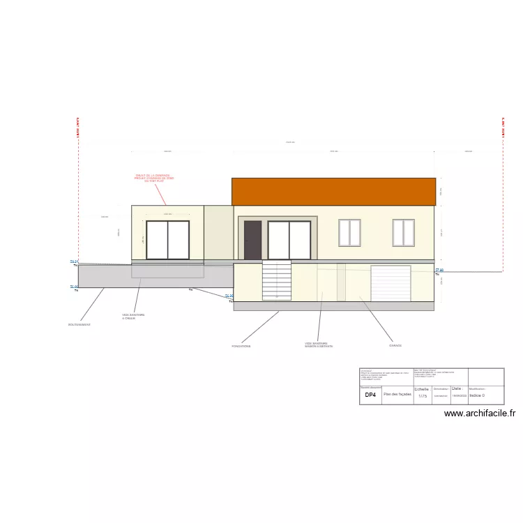 FACADE SUD - PROJET EXTENSION. Plan de 