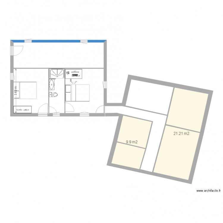 projet sans couloir. Plan de 0 pièce et 0 m2