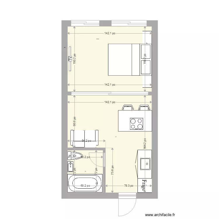 Appartement 15  17  22  24 mm avec meuble. Plan de 