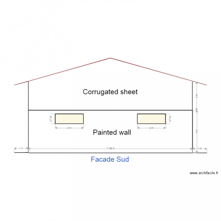 facade sud amico. Plan de 0 pièce et 0 m2