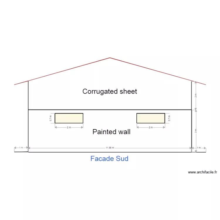 facade sud amico. Plan de 