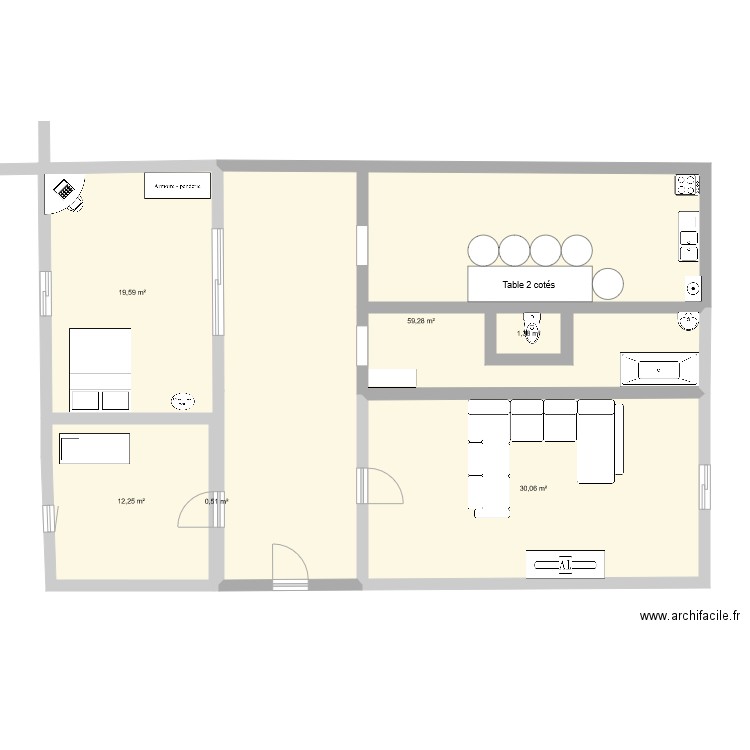 maison 2. Plan de 6 pièces et 123 m2