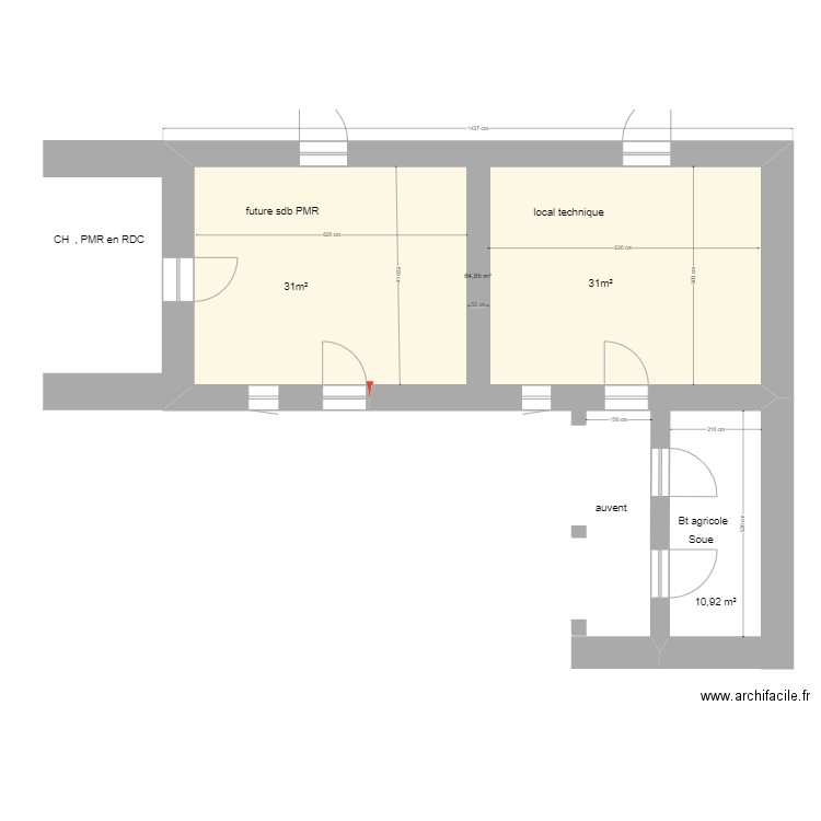 SDB FINAL2. Plan de 1 pièce et 65 m2