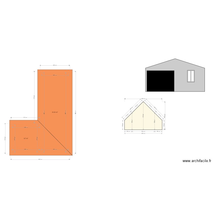 Plan projet cleurie. Plan de 2 pièces et 33 m2