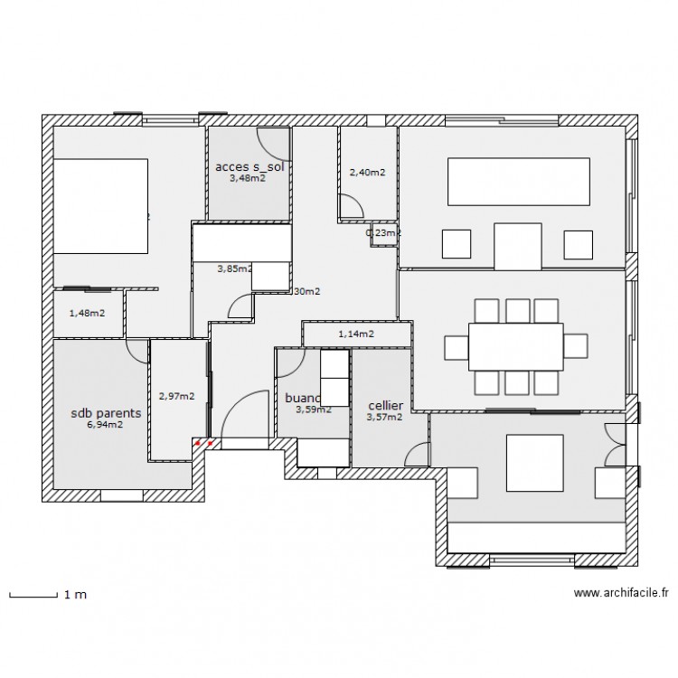 rez de chaussé meuble. Plan de 0 pièce et 0 m2