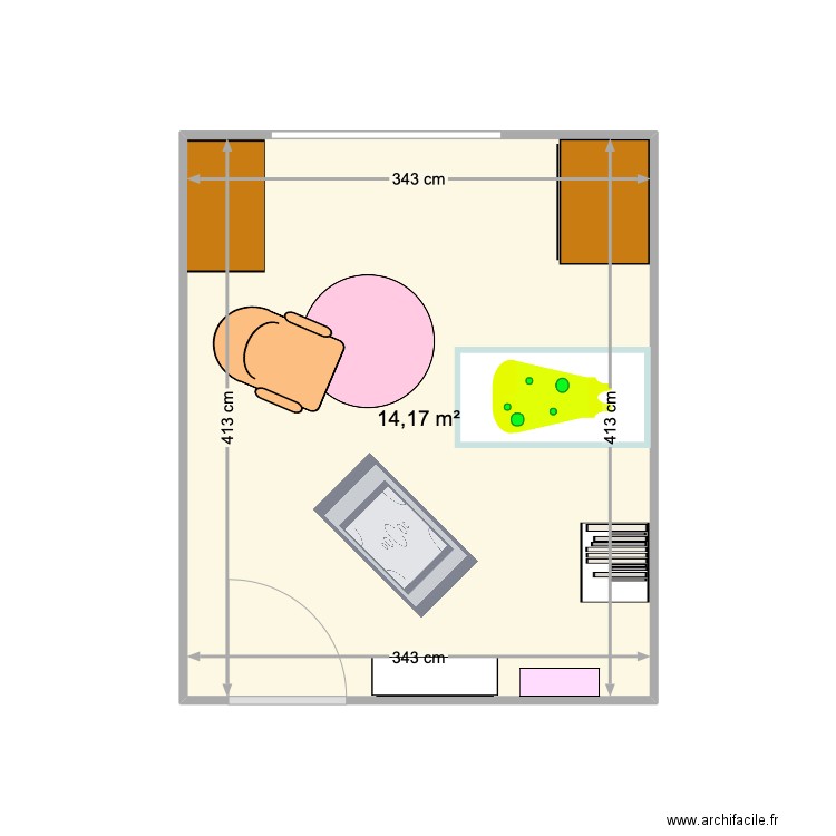 Axelle. Plan de 1 pièce et 14 m2