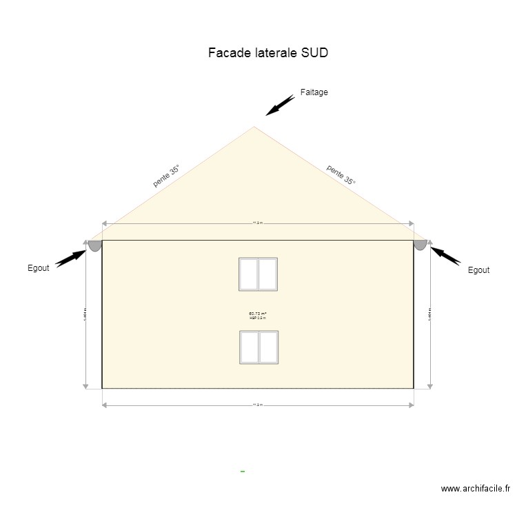 FACADE LATERAL SUD. Plan de 0 pièce et 0 m2