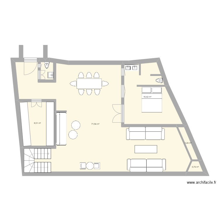 maison sidi mimoun 117 M2. Plan de 5 pièces et 99 m2