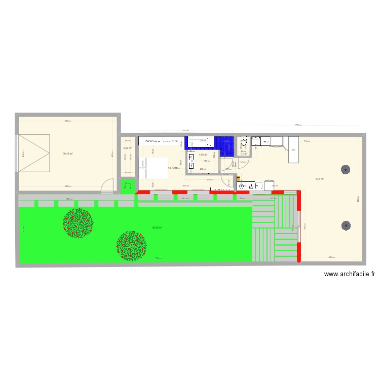 Plan RDC CORNU SANS EXT° v2. Plan de 7 pièces et 180 m2