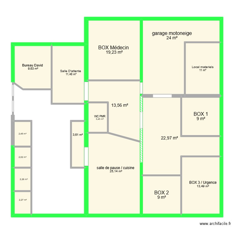 pl poste. Plan de 17 pièces et 185 m2