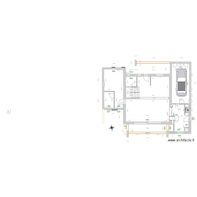 RDC Projet. Plan de 6 pièces et 60 m2