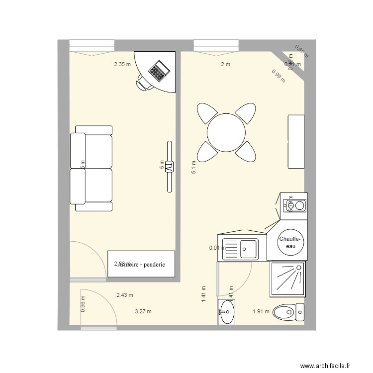 Dhenin R1 façade Studio 1. Plan de 0 pièce et 0 m2