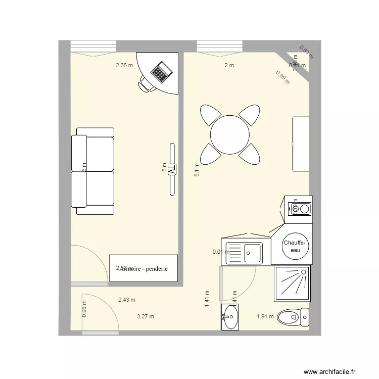 Dhenin R1 fa&ccedil;ade Studio 1. Plan de 