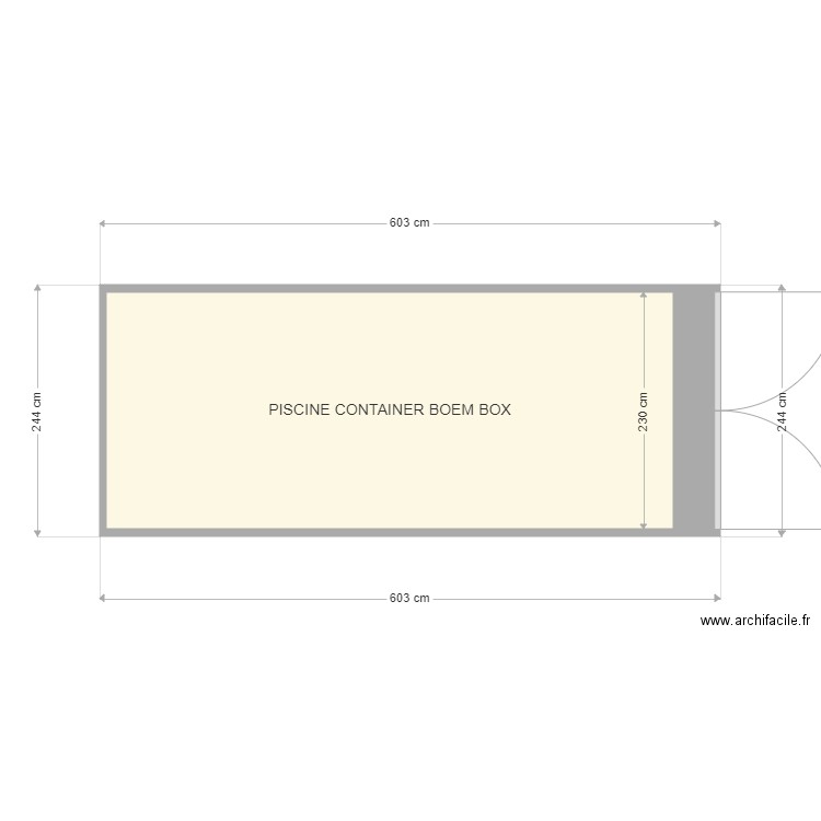 piscine pour mise ne place. Plan de 2 pièces et 13 m2