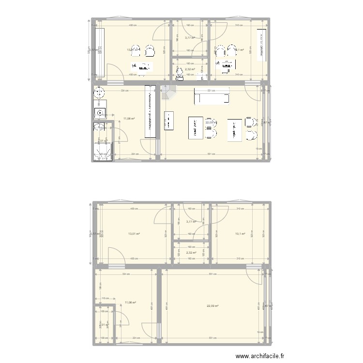 rez de chaussée. Plan de 18 pièces et 130 m2