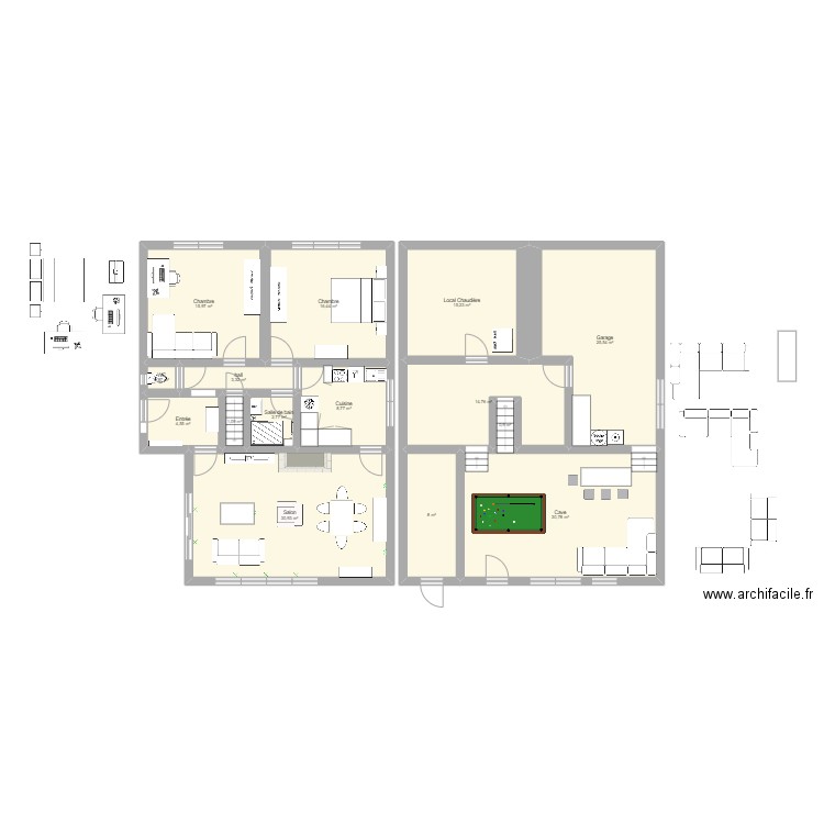 Maison n57 maman. Plan de 15 pièces et 180 m2