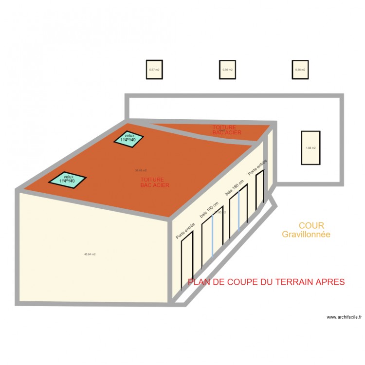 STUDIOS sur cour AVANT plan de coupe. Plan de 0 pièce et 0 m2