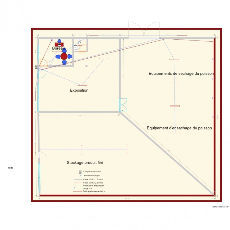 hangar plan electrique. Plan de 6 pièces et 929 m2