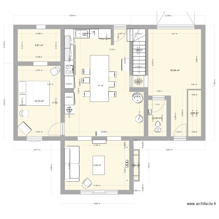 rdc corneilla . Plan de 10 pièces et 88 m2