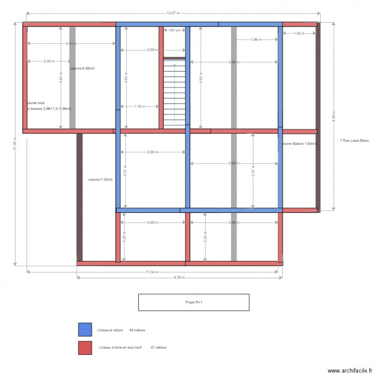 linteau à refaire et faire en tout neuf pour 2 m plancher. Plan de 0 pièce et 0 m2