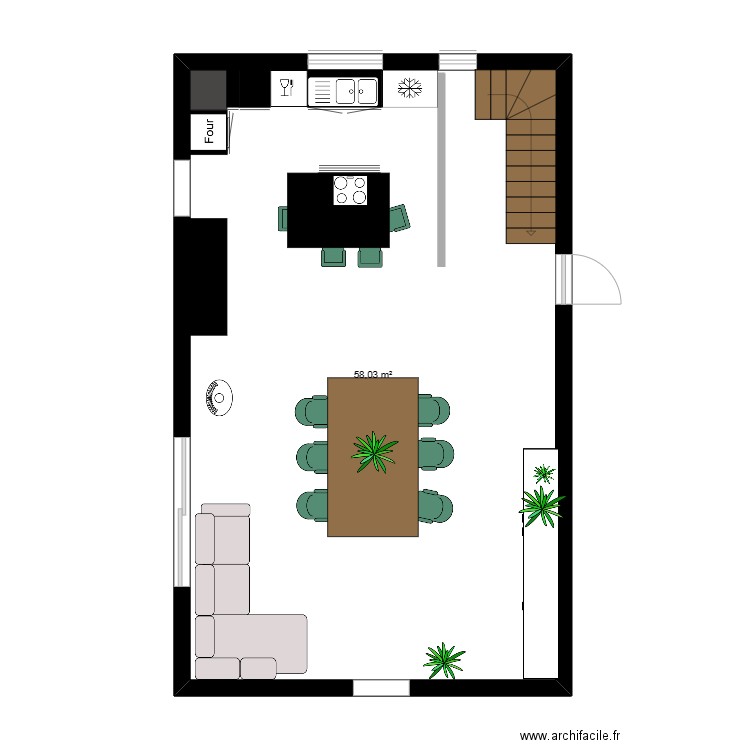 PLAN 1. Plan de 1 pièce et 58 m2