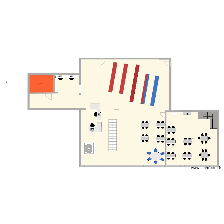 biblio berg. Plan de 3 pièces et 344 m2