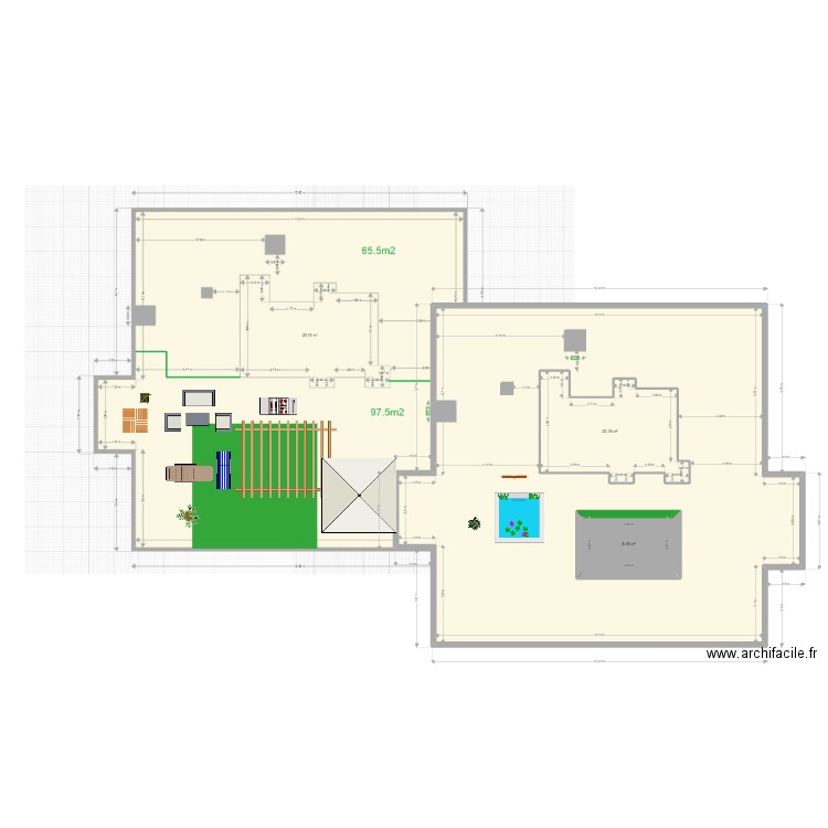 sevres terrasse -amenagee. Plan de 3 pièces et 213 m2