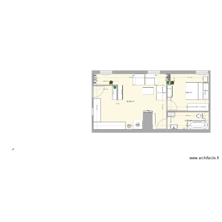 PlanSouhaité. Plan de 3 pièces et 41 m2