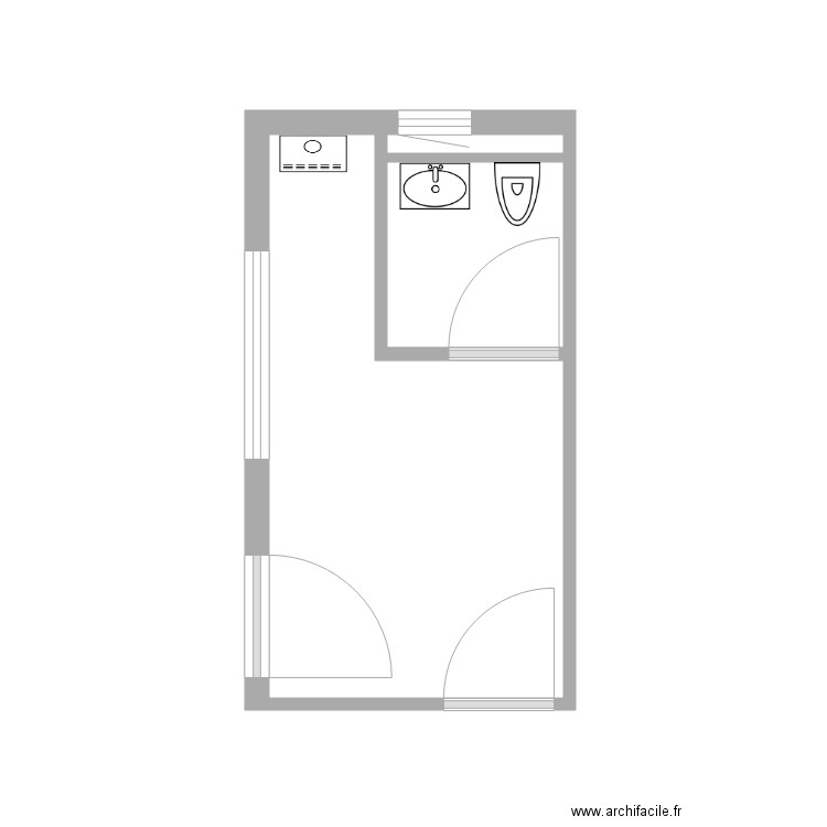 Sanitaire Handicapé. Plan de 3 pièces et 11 m2