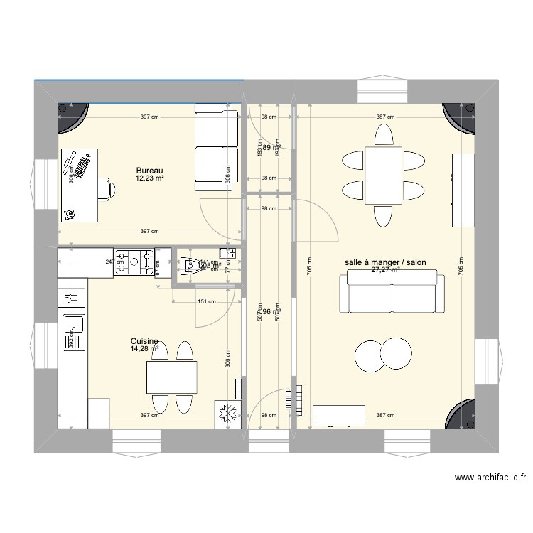 Plan RDC Sophie - aménagé. Plan de 0 pièce et 0 m2
