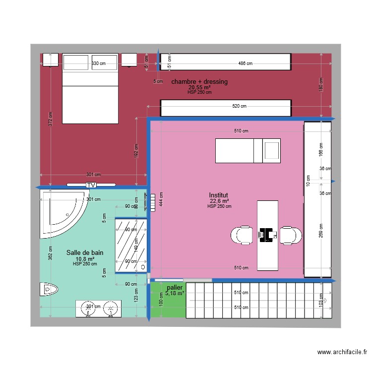 grenier. Plan de 4 pièces et 59 m2